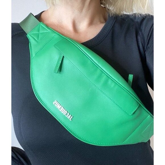 Jacquemus La Banane Meunier Bumbag Belt Bag Kelly Green Crossbody Silver Logo - Picture 3 of 15